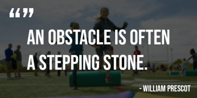 Quote depicting the power of STEM activities such as obstacle courses for the development of children.